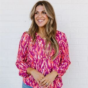 NWT Michelle McDowell Jamie Top – Tiger Tail Violet Print (Size S)